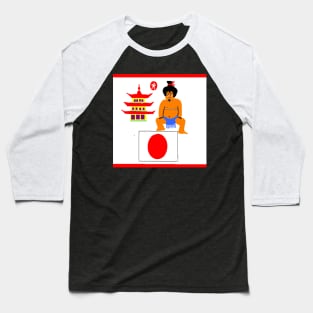 Sporty Japan Design on Black Background Baseball T-Shirt